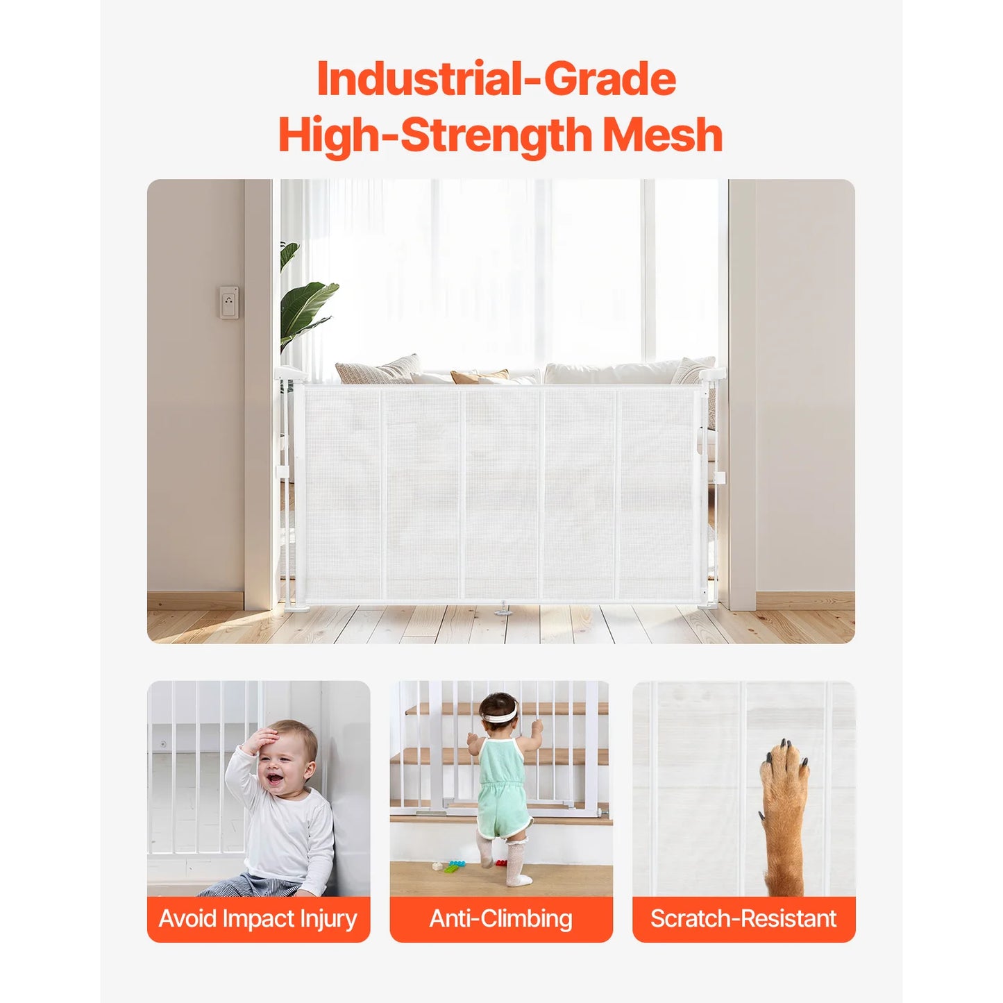 SucceBuy Retractable Baby Gate Extends up to 55/71/110 inch Wide Retractable Gate for Kids or Pets for Indoor Stairs Doorways