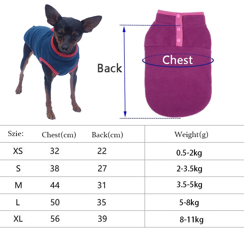 Fleece Dog Coat For Small Dogs Autumn Winter