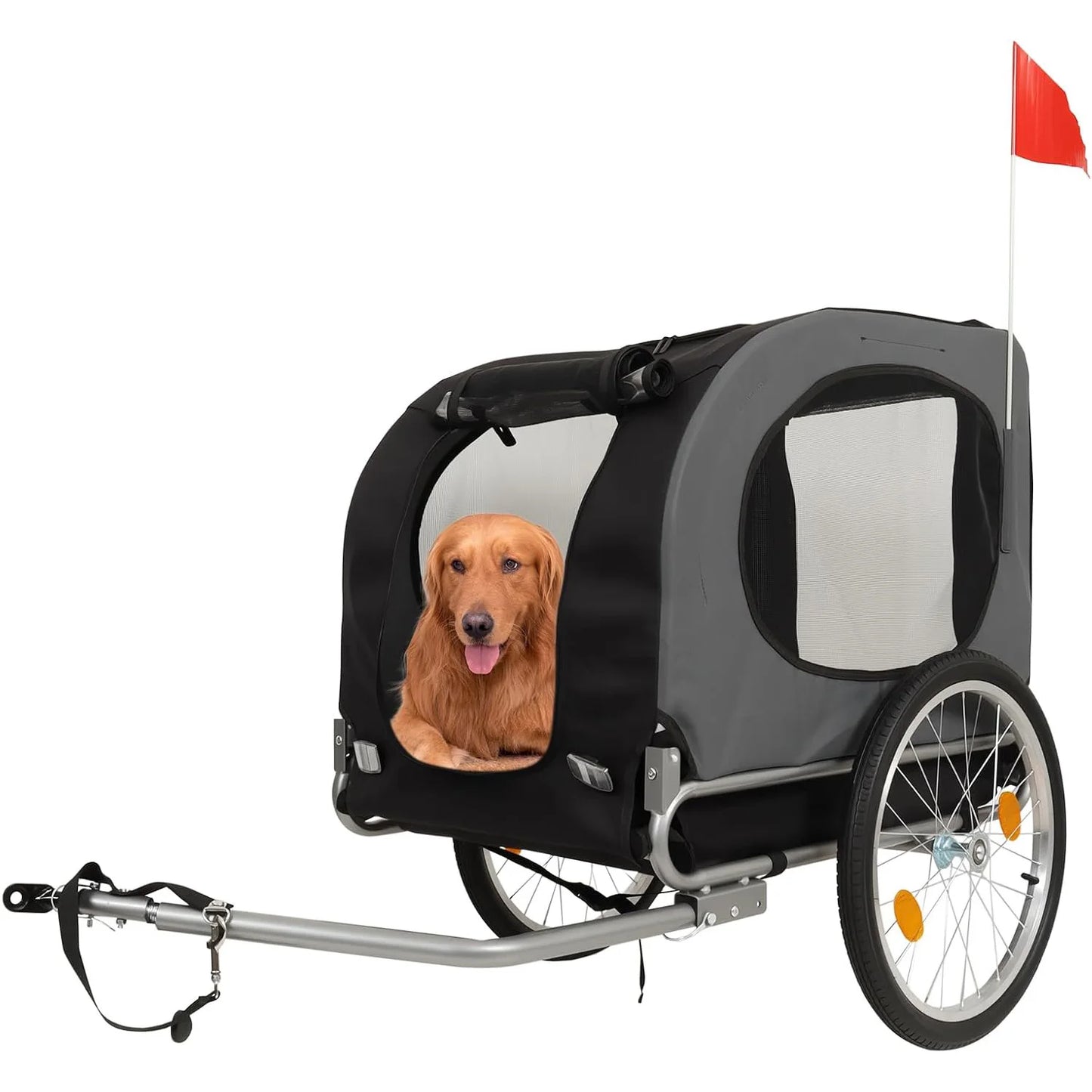 HiMISS Folding Steel Dog Bike Trailer With Universal Coupler