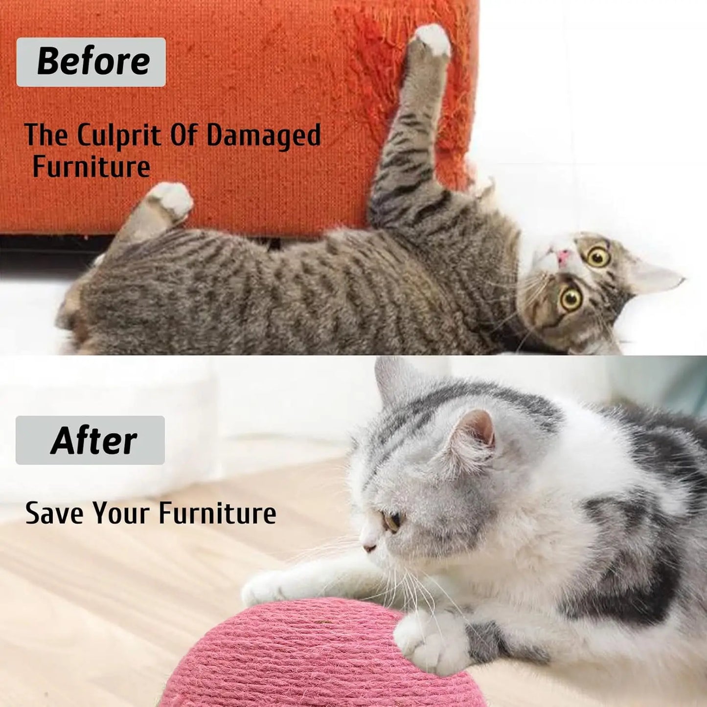 Natural Sisal Cat Scratching Ball With Wooden Base Roller Track