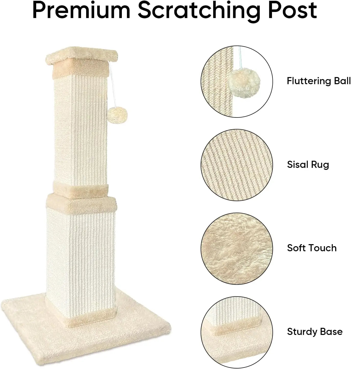 Cat Scratching Post for Large Cats Indoor Use Sturdy Sisal