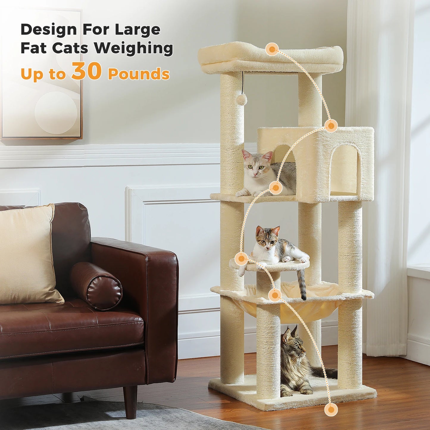 PAWZ Road Large Cat Tree With Thick Scratching Posts
