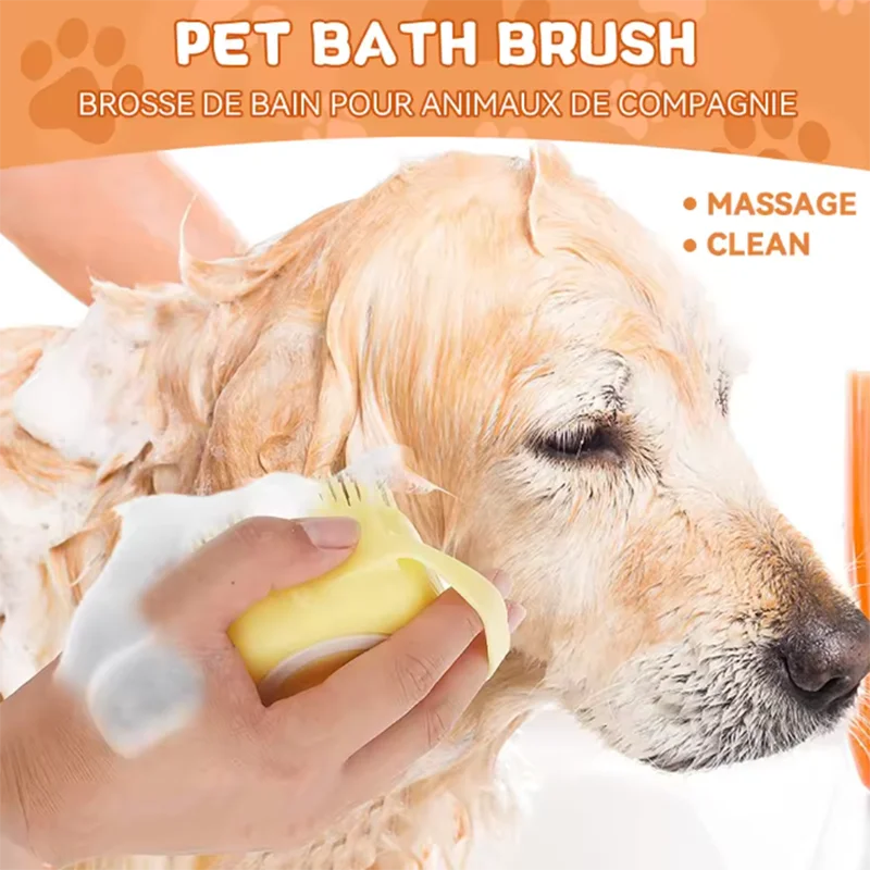 Pet Bath Massage Brush Silicone Grooming Tool For Dogs And Cats