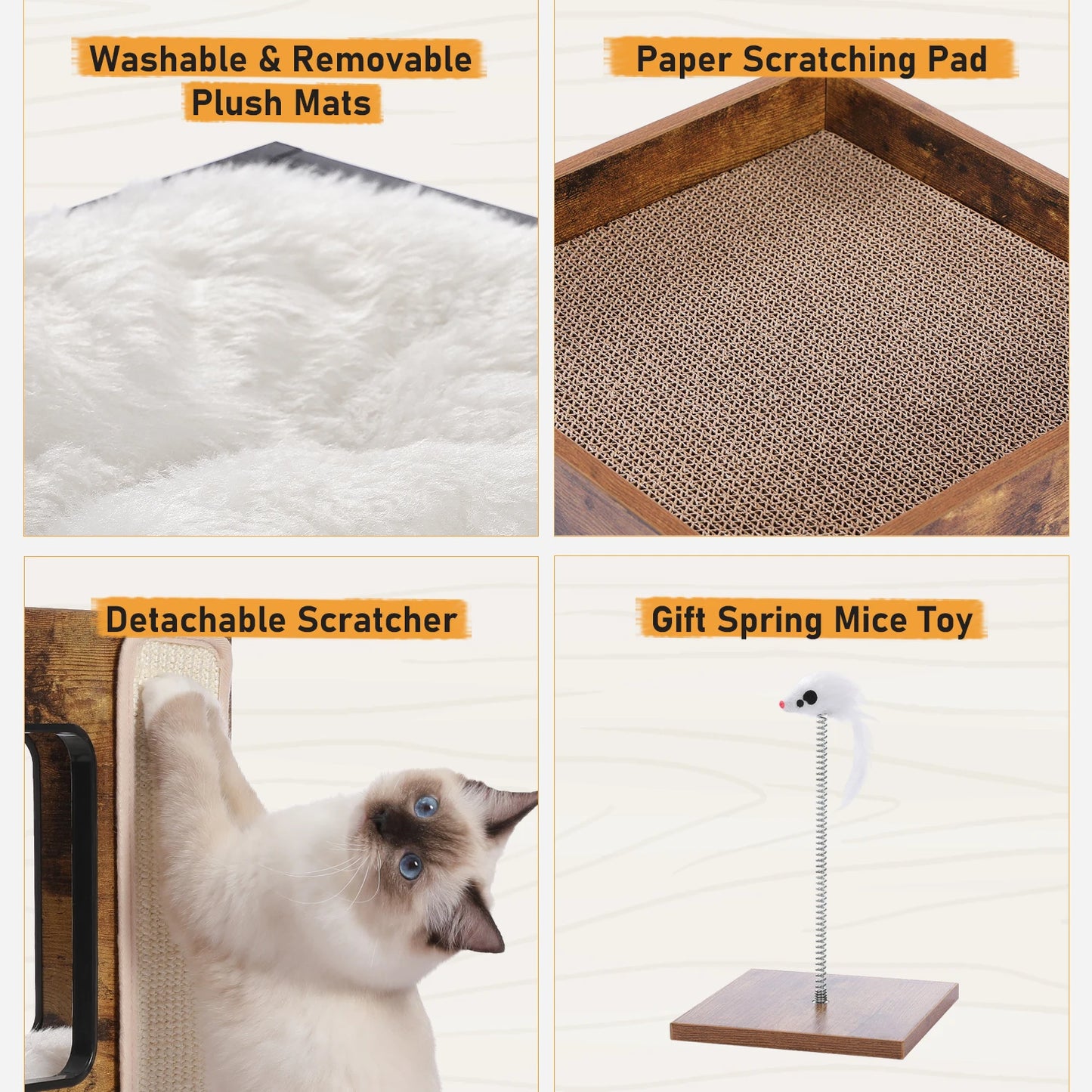 PAWZ Road Wood Cat Condo With Mats And Scratching Pad
