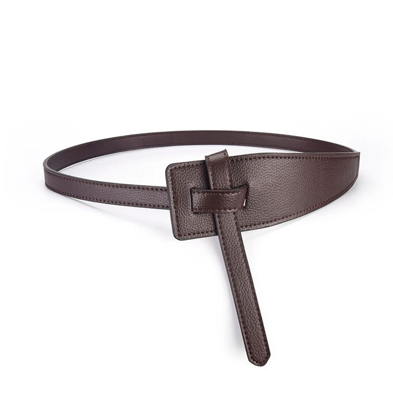 Fashion Design Clothing Accessories Women's Knotted Belt Soft PU Leather Long Belt Wide Belt High Quality Jacket Corset Belts