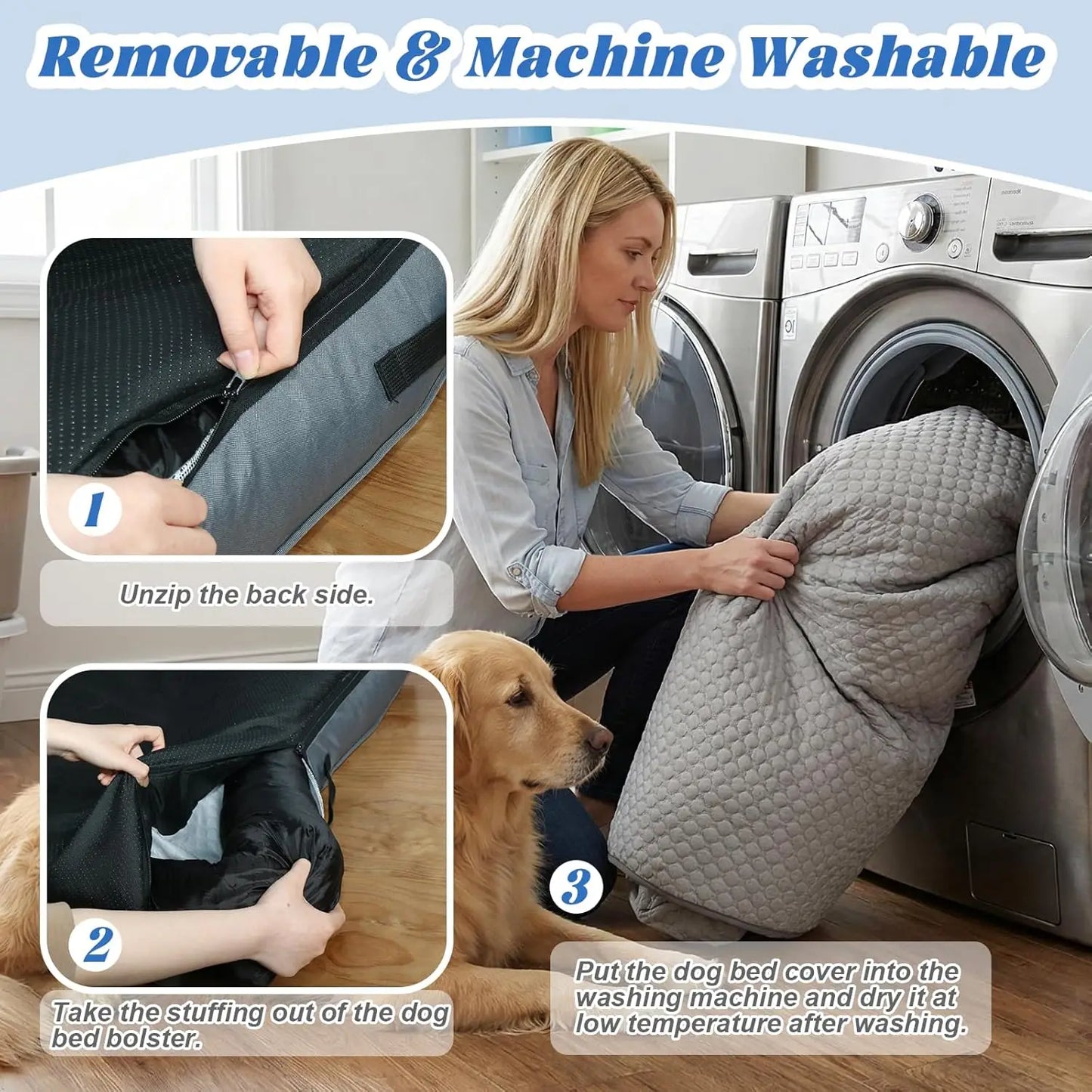 Cooling Dog Bed Mat with Bolster Pillow Washable Dog Couch Cover Breathable Summer Pet Couch Bed Protector Indoor(Large, Cooling Grey)