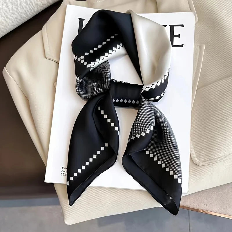 Fashion Luxury Brand 70cm Silk Square Scarf Women Satin Neck Tie Female Hair Bandana Headkerchief Shawl Wrap Hijab