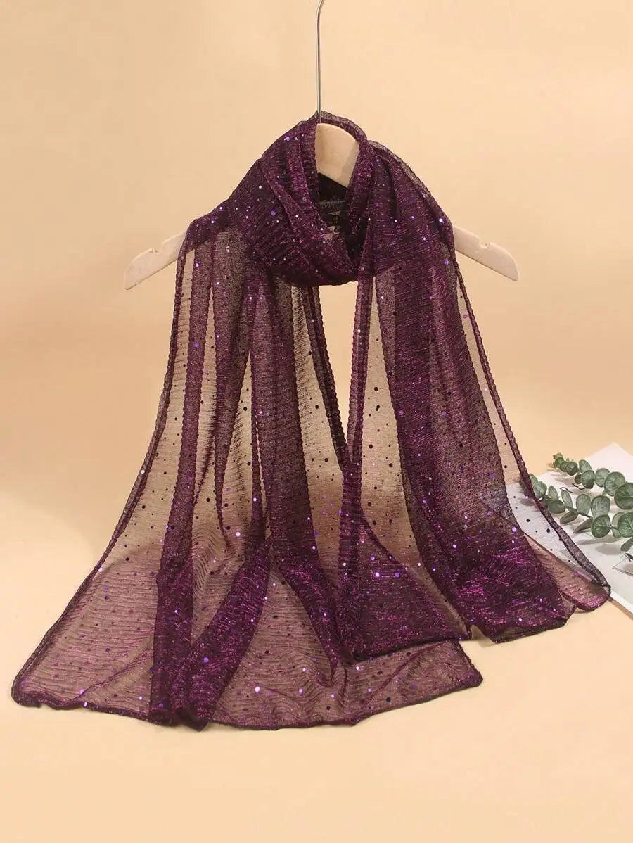 Womens Lightweight Sequin Scarf Shawl Wrap For Beach Party Daily Use