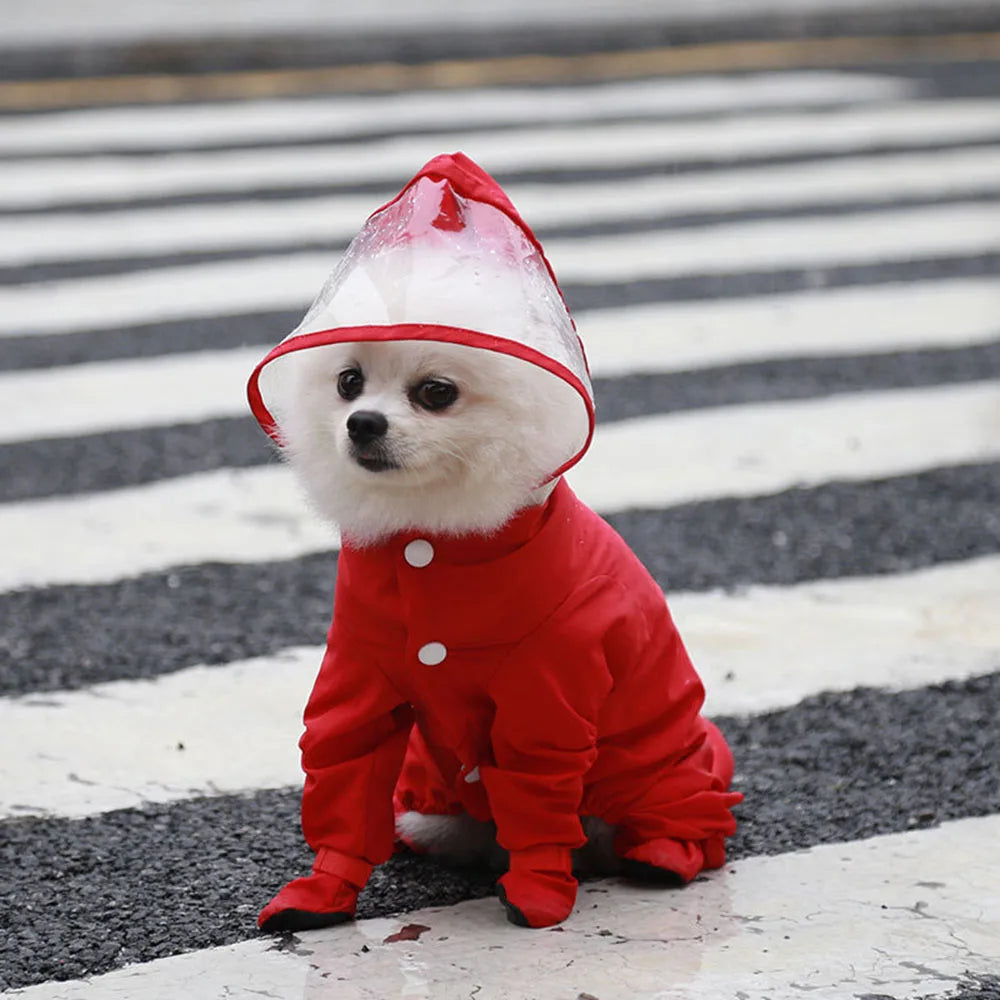 Waterproof Dog Raincoat With Boots Hooded Jacket Gear