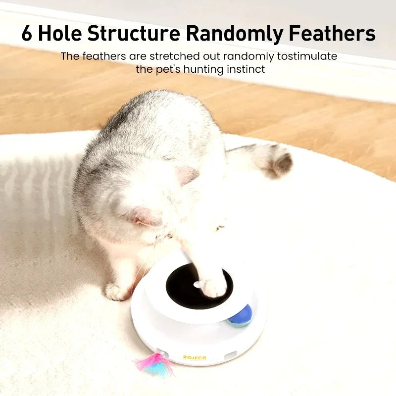 ROJECO 2 in 1 Smart Cat Toys Automatic Feather Fun Ball Toy Set For Cat Dog 5 Modes Electronic Interactive Pet Toy Accessories