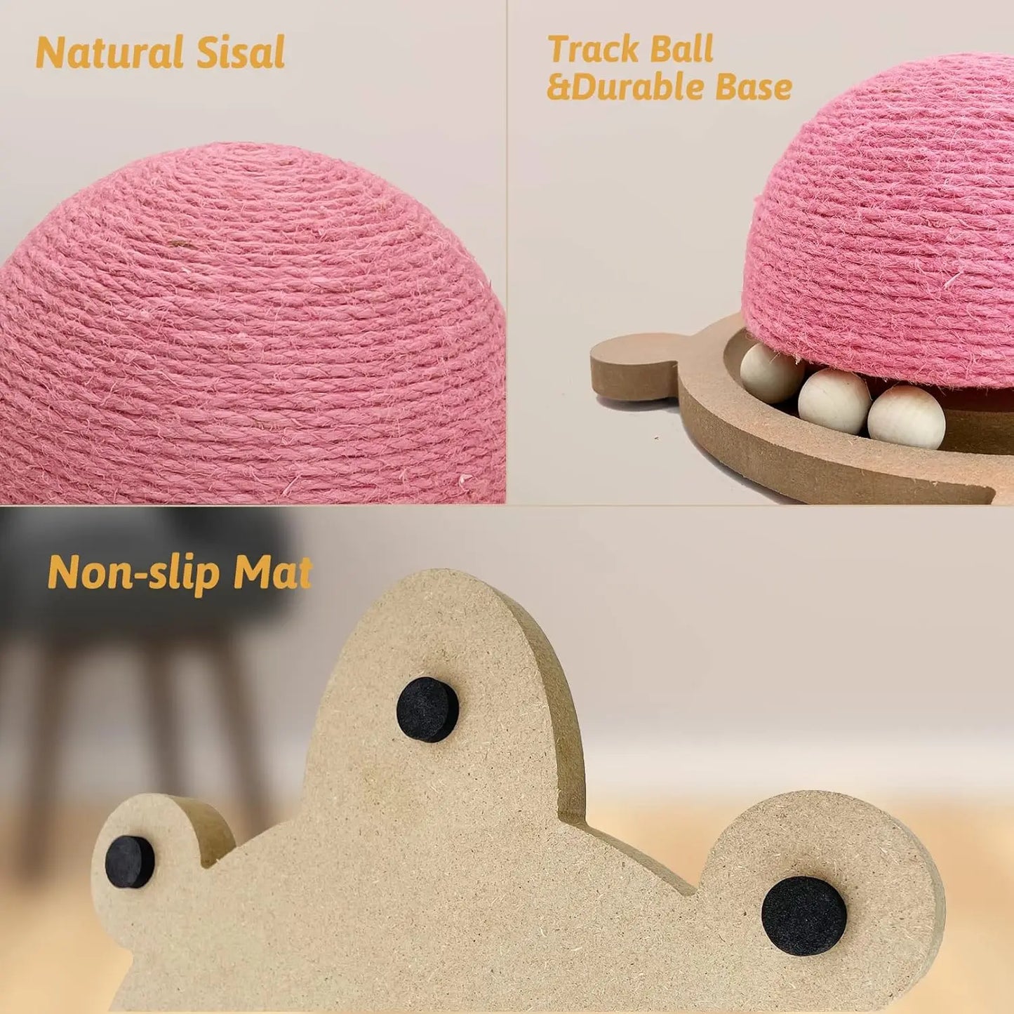 Natural Sisal Cat Scratching Ball With Wooden Base Roller Track