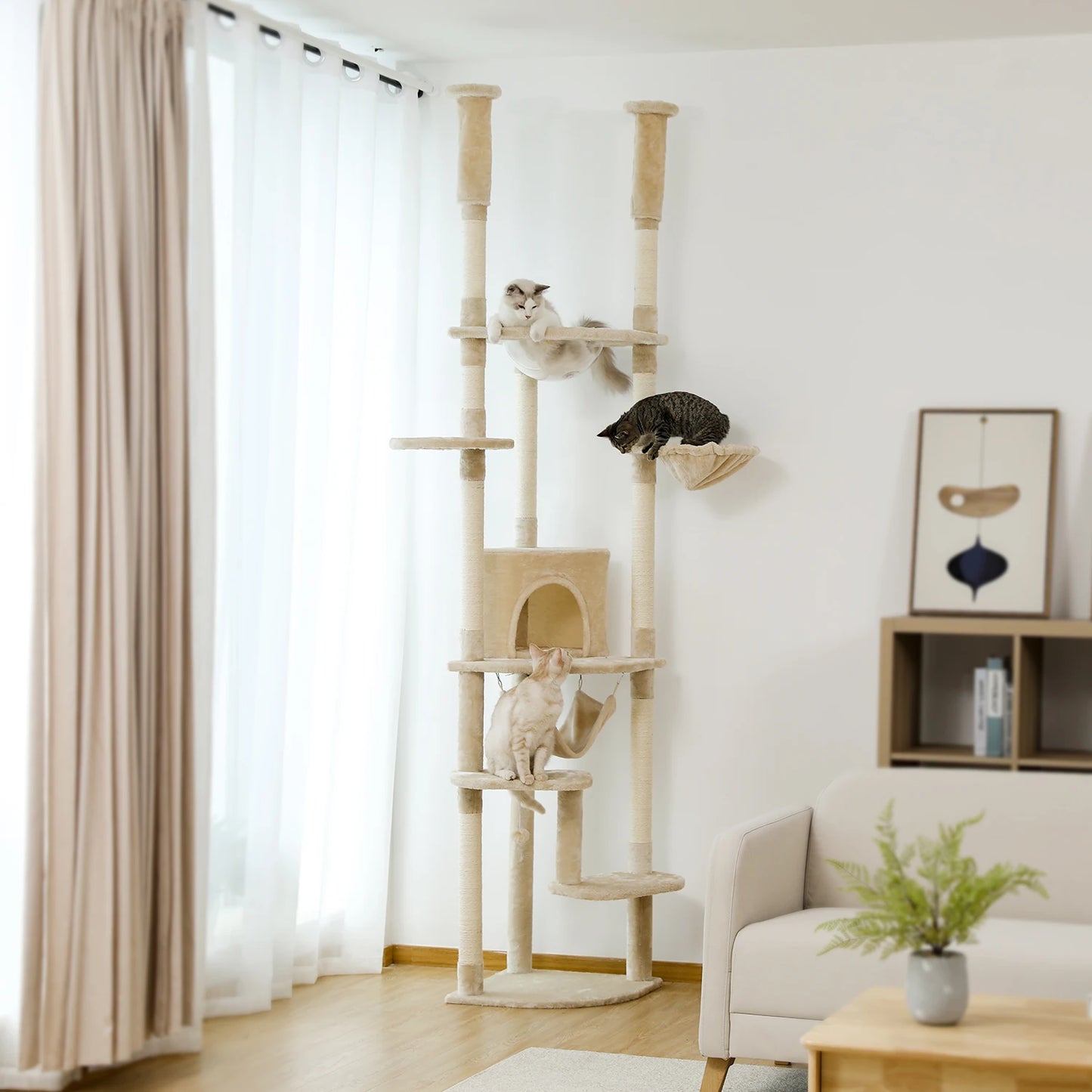 PAWZ Road Floor To Ceiling Cat Tree With Scratching Posts