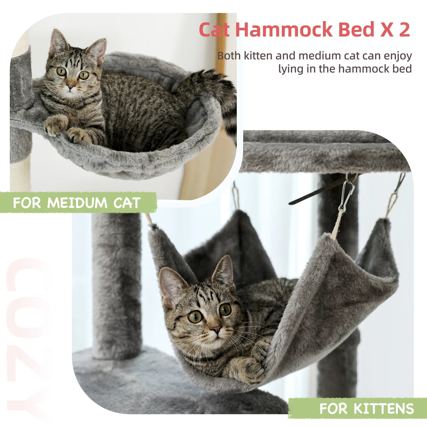 PEQULTICN Safe Adjustable Cat Tree Tower With Acrylic Perch