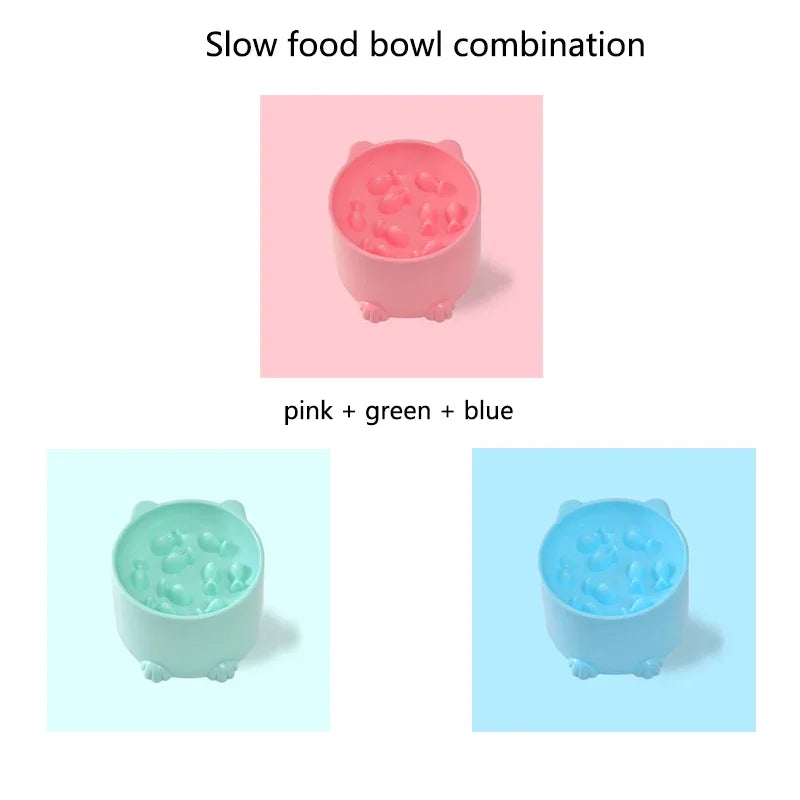 Slow Feeder Cat Bowl Anti Choking High Neck Protection