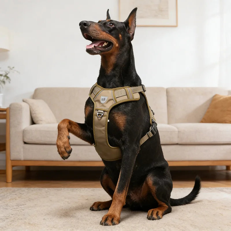 Tactical No Pull Dog Harness Escape Proof - Reflective Adjustable Vest with Leash & Handle for Large Medium Dogs Outdoor Walking
