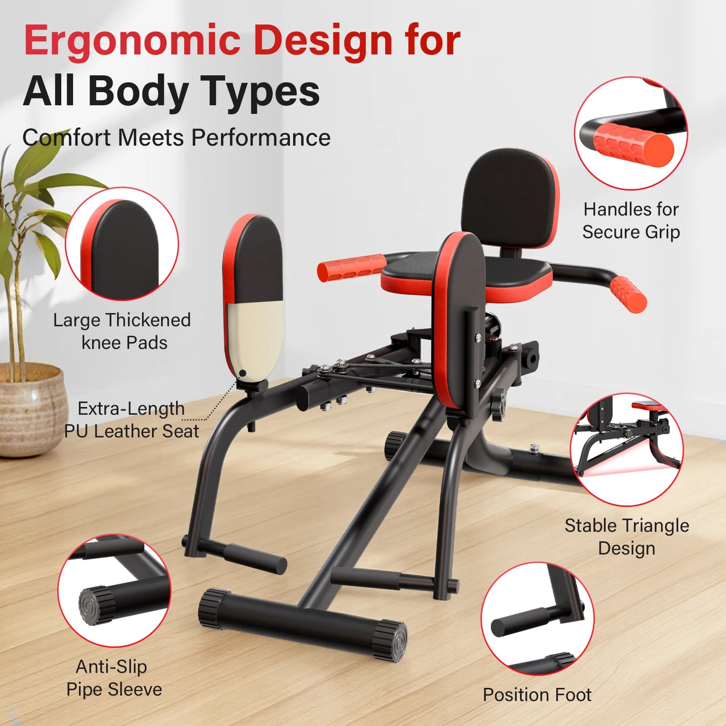 Home Hip Thigh Exercise Equipment Trainer Leg Abduction Machine Foldable Dual-Motion Inner & Outer Thigh Sculptor Unisex Gym Equipment for Home Workout