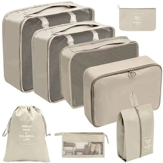 Travel Packing Cubes Set Polyester Luggage Organizer with Zipper Closures