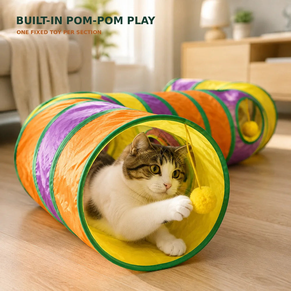 Zoe Connectable Cat Tunnel Maze With Toys And Peek Holes