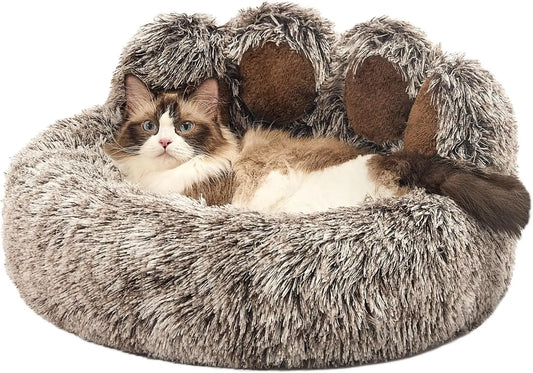Premium Plush Faux Fur Donut Bed For Dogs And Cats
