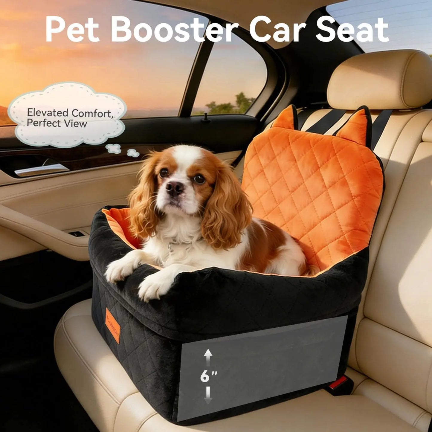 XMSJ Dog Car Seat With Elevated Cushion And Storage