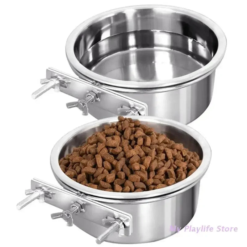 Stainless Steel Hanging Pet Bowls for Dogs and Cats