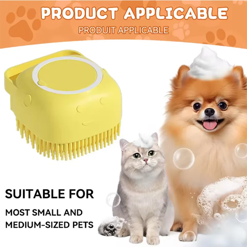 Pet Bath Massage Brush Silicone Grooming Tool For Dogs And Cats