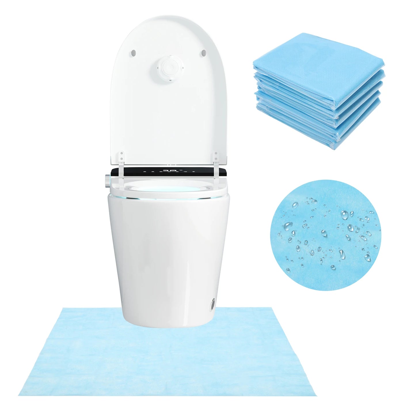 NEW 25 Pcs Disposable Toilet Mat Training Floor Mat Non-slip U-shaped Contour Incontinence Pads Toilet Training Rug