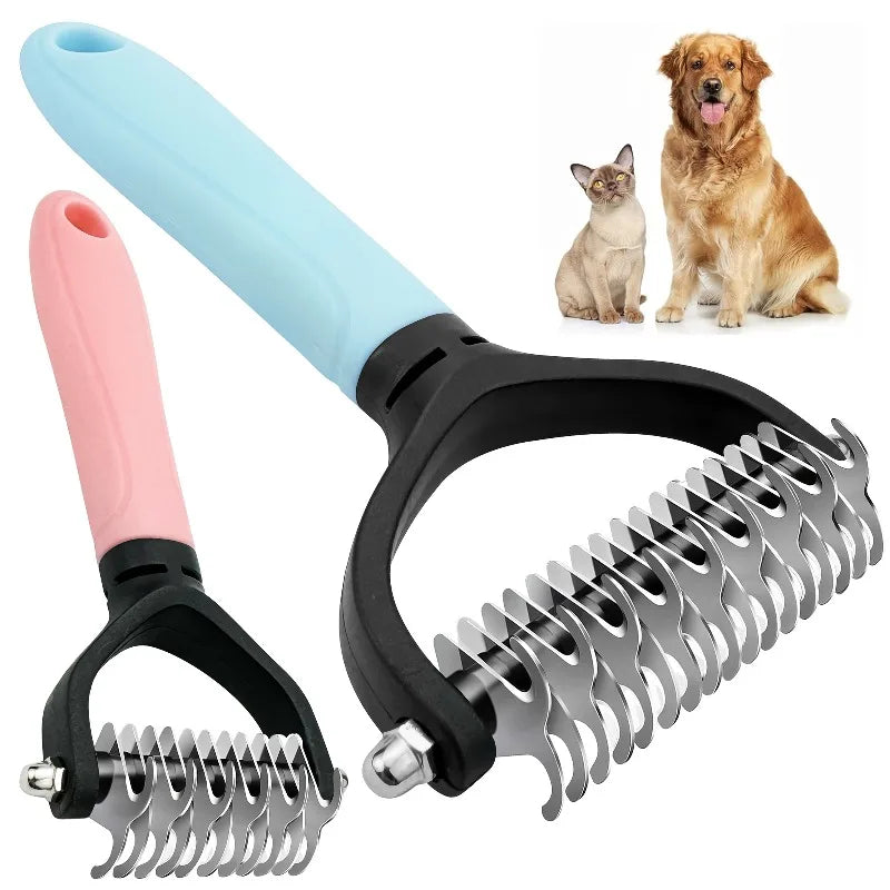 Stainless Steel Pet Grooming Comb Double Sided Deshedding Brush for Cats Dogs Long Hair Detangling Tool Random Color
