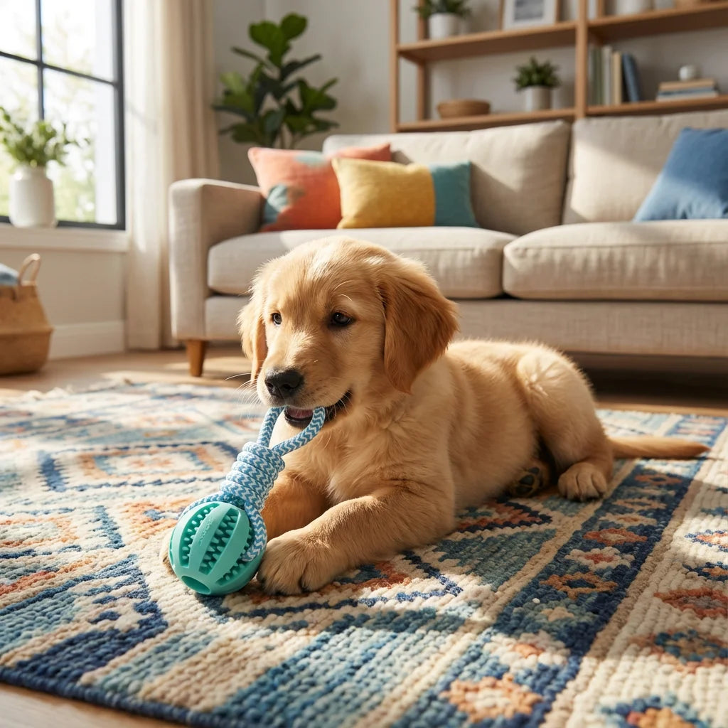 Durable Cotton Rope Rubber Dog Chew Ball Treat Dispenser Toy