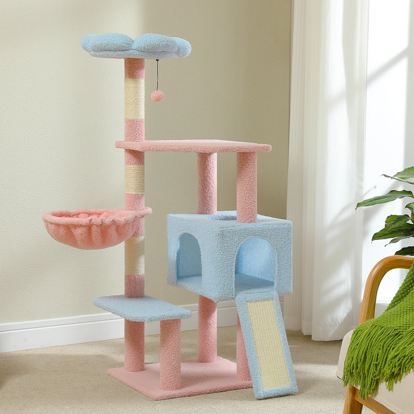 PEQULTICN Flower Cat Tree Multi Level Cat Tower With Hammock