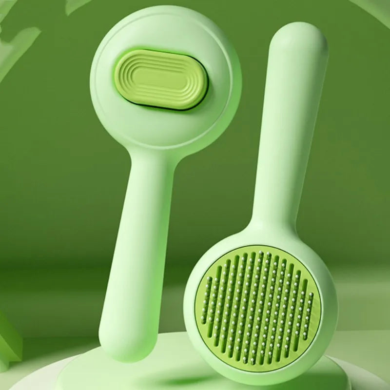 Self-Cleaning Cat Brush For Gentle Pet Hair Removal And Grooming