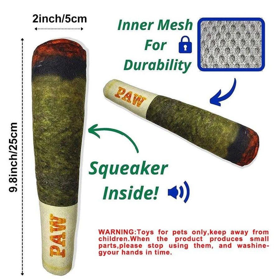 Funny Interactive Cigar Plush Dog Toy Squeaky Chew