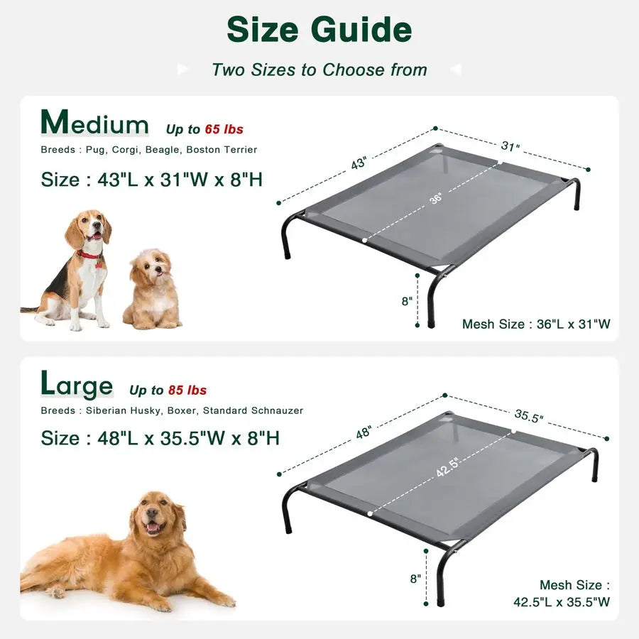 cabin Elevated Cooling Dog Bed for Large Dogs, Portable Indoor amp Outdoor Raised Pet Dog Cat Cot, Durable Summer Frame with Bre