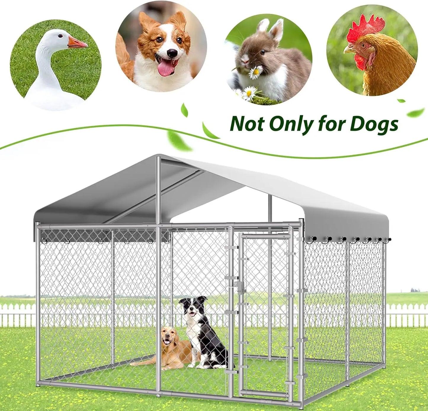 Durable Outdoor Dog Kennel With Roof Chain Link Enclosure Lock