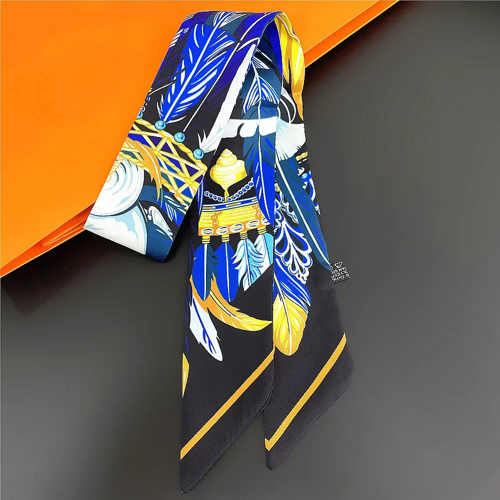 Gorgeous Saddle Print Summer Scarf 2023 Brand Design Women Skinny Bag Scarves Hair Band Neck Silk Scarf Ladies Foulard Headband