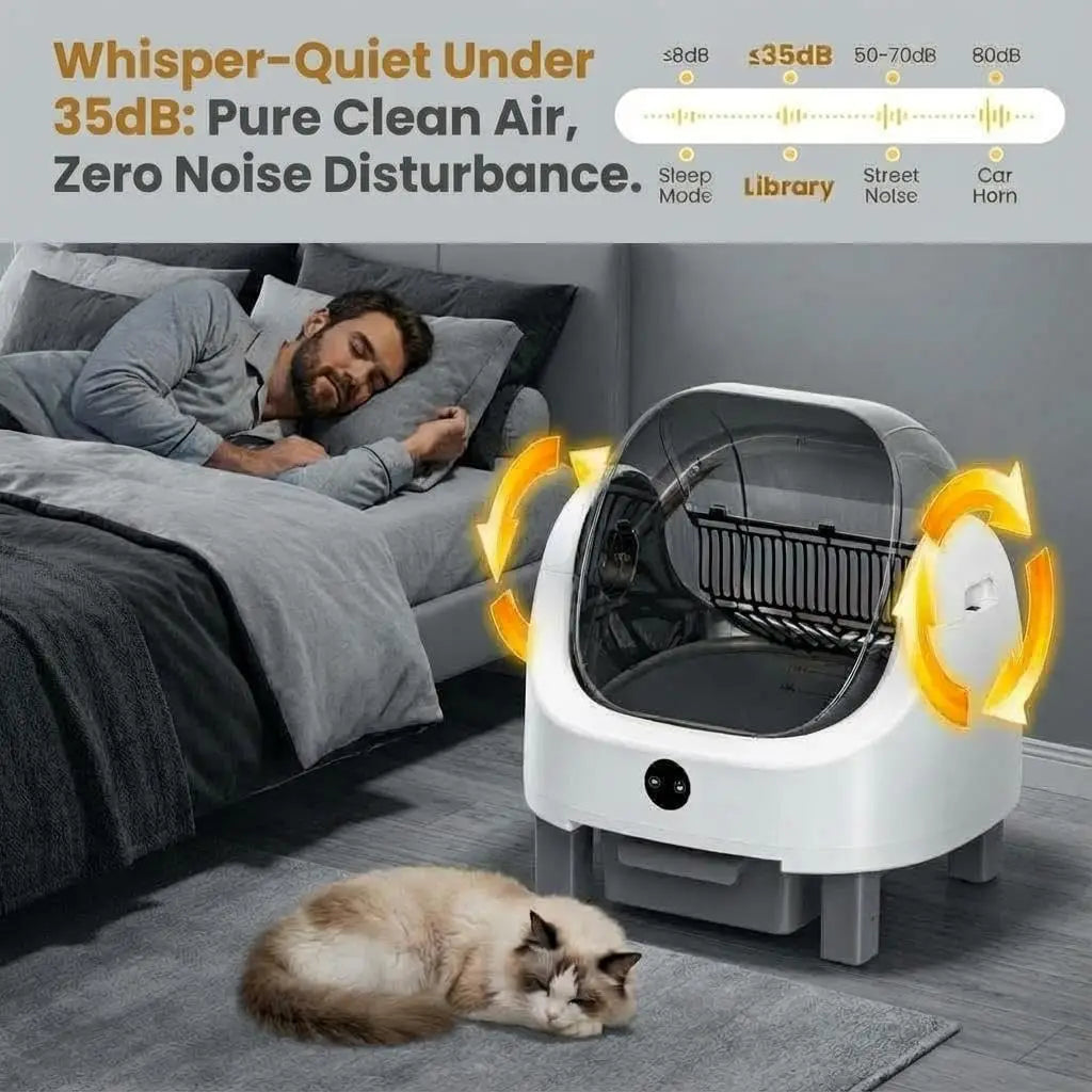 Automatic Self Cleaning Litter Box Large Open-Top Electric Cats Litter Box with Smart APP Control, 9L Capacity & Safety Sensors