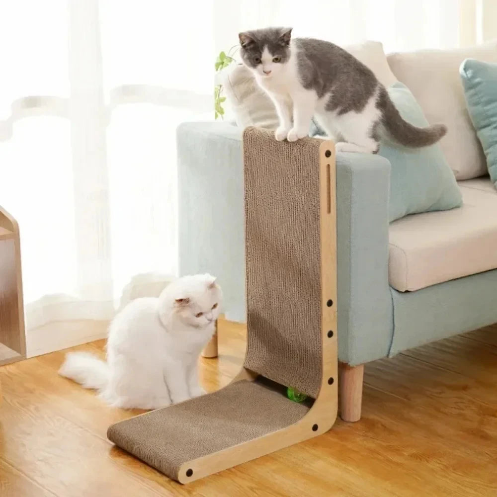 NONECN L Shape Cat Scratcher For Indoor Cats Cardboard