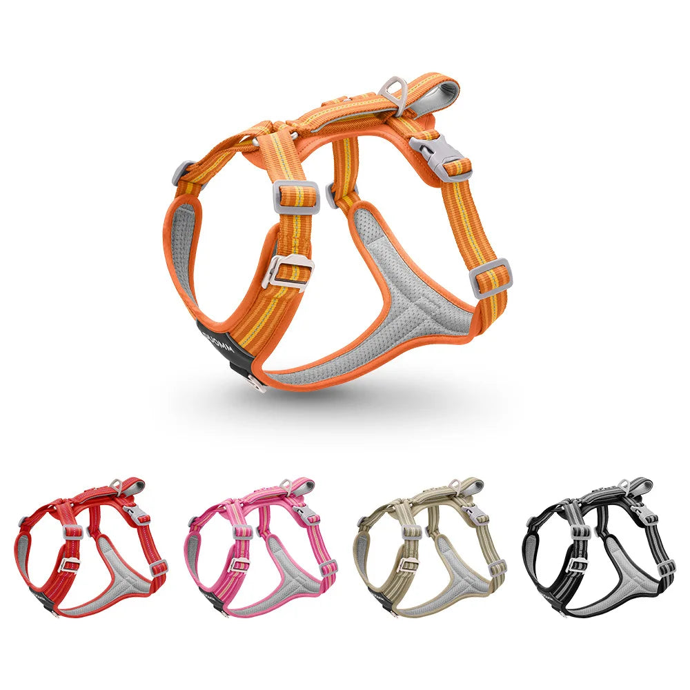 Car Safety Dog Harness with Dual Handle, Quick Release Buckle & No-Pull Design, Reflective Adjustable for All Sizes Dogs