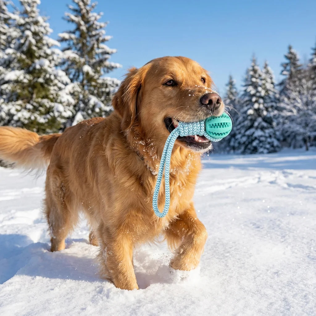 Durable Cotton Rope Rubber Dog Chew Ball Treat Dispenser Toy