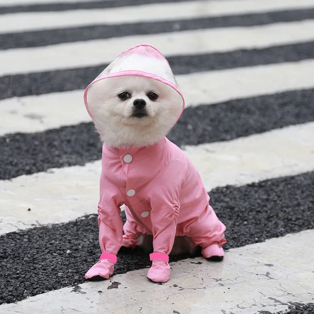 Waterproof Dog Raincoat With Boots Hooded Jacket Gear