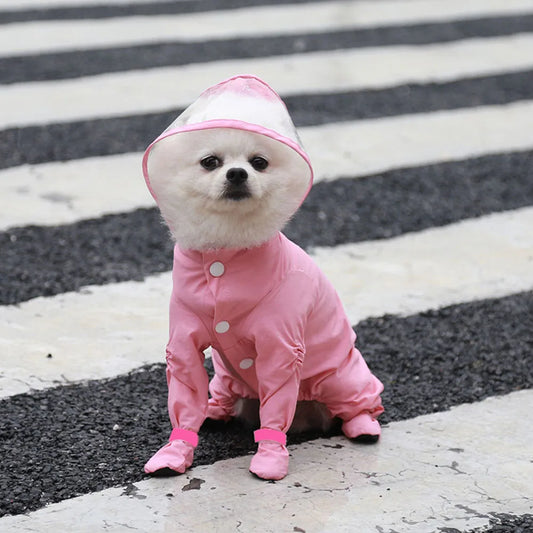 Waterproof Dog Raincoat With Boots Hooded Jacket Gear