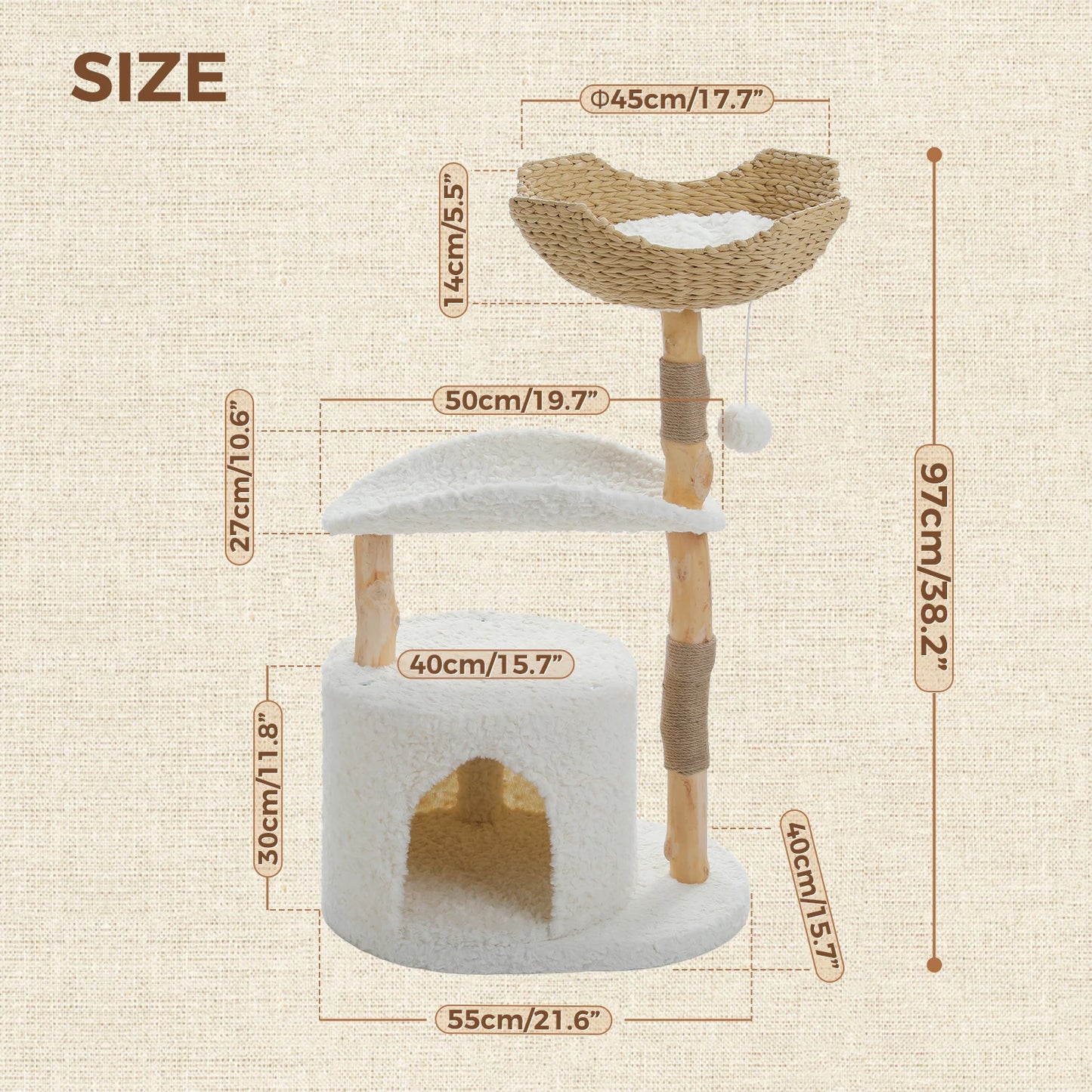 PEQULTICN Solid Wood Cat Tree With Spacious Condo And Perches