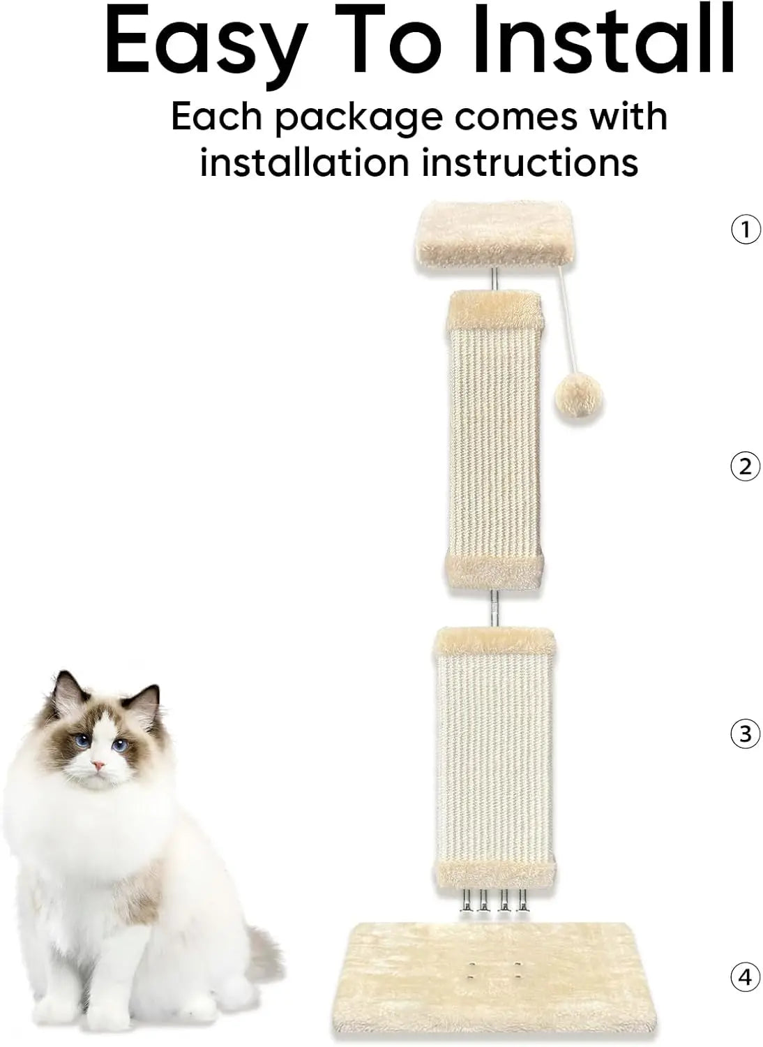 Cat Scratching Post for Large Cats Indoor Use Sturdy Sisal
