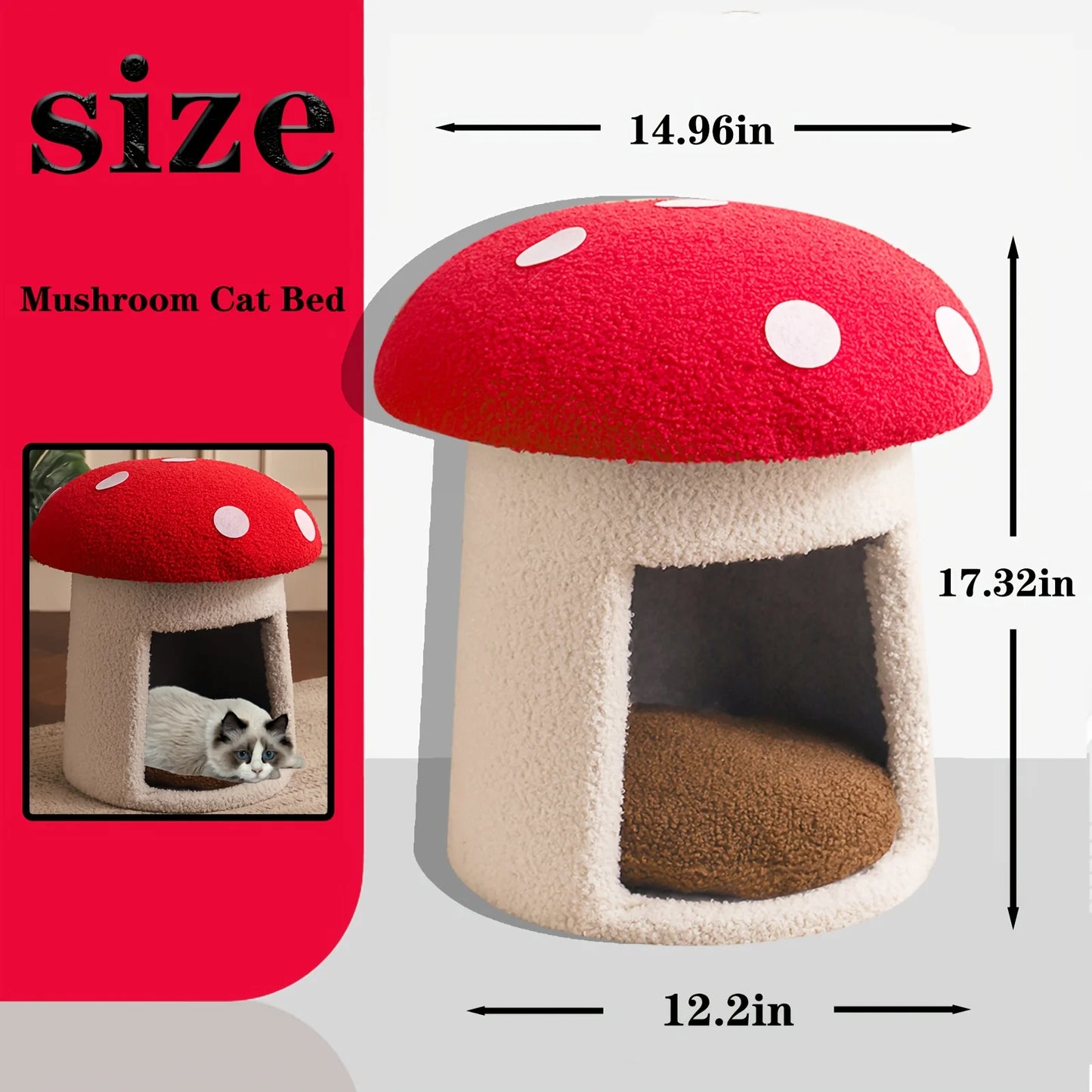 NONECN Mushroom Cat Bed Cow Shaped Cat Cave for Cats