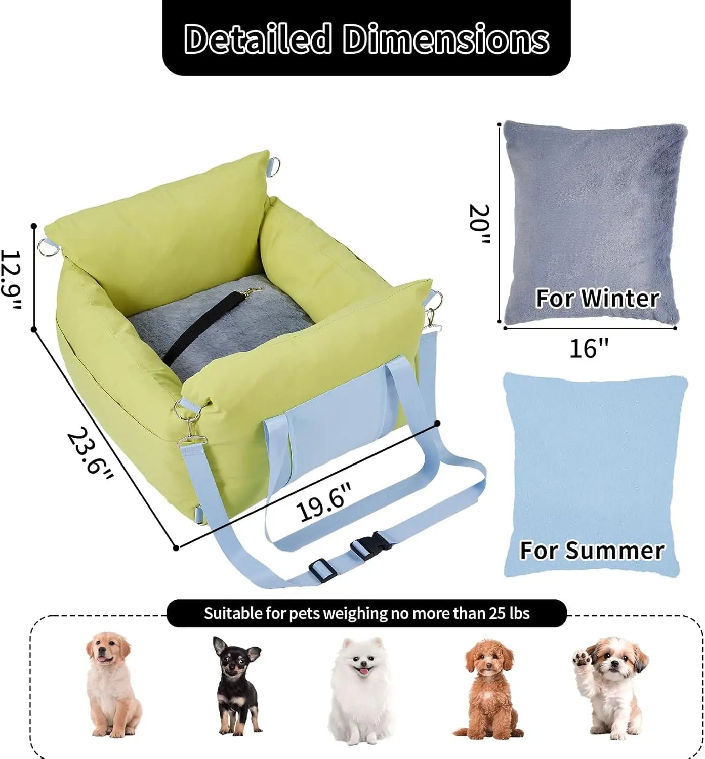 HiMISSCN Travel Booster Car Seat For Small Dogs And Cats