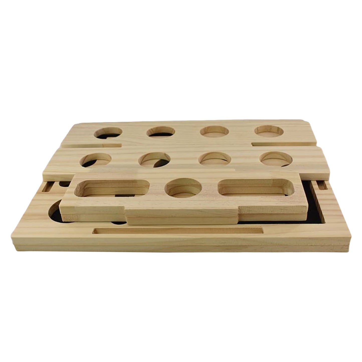 VKTECH Interactive Wooden Cat Puzzle Toy With Balls Enrichment Box