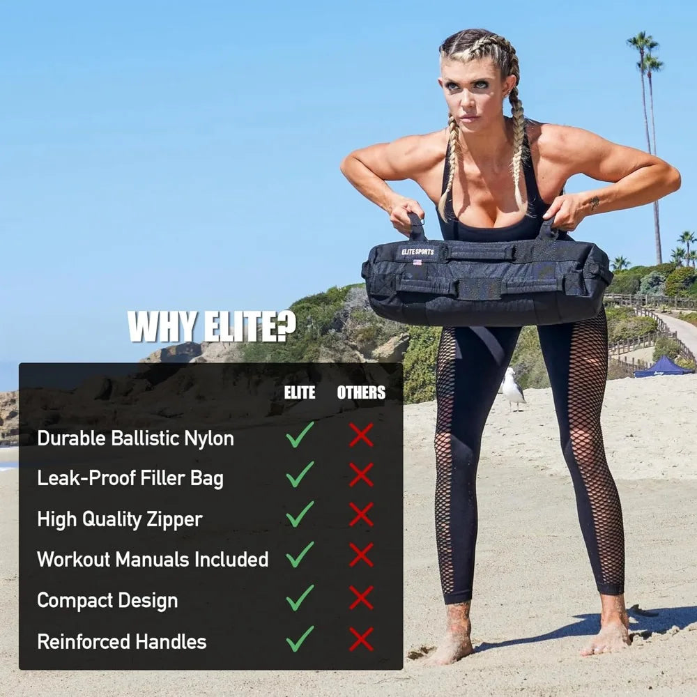 Adjustable Fitness Sandbag for Core and Strength Training with Multiple Handles Unfilled