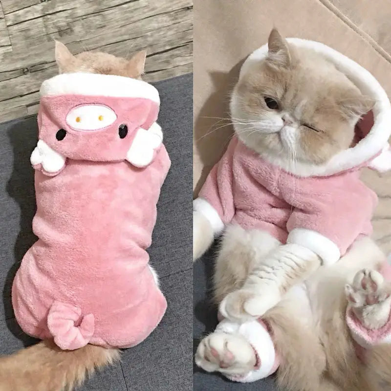 Fleece Dog Clothes Winter Jumpsuit Hoodie Coat For Small Dogs